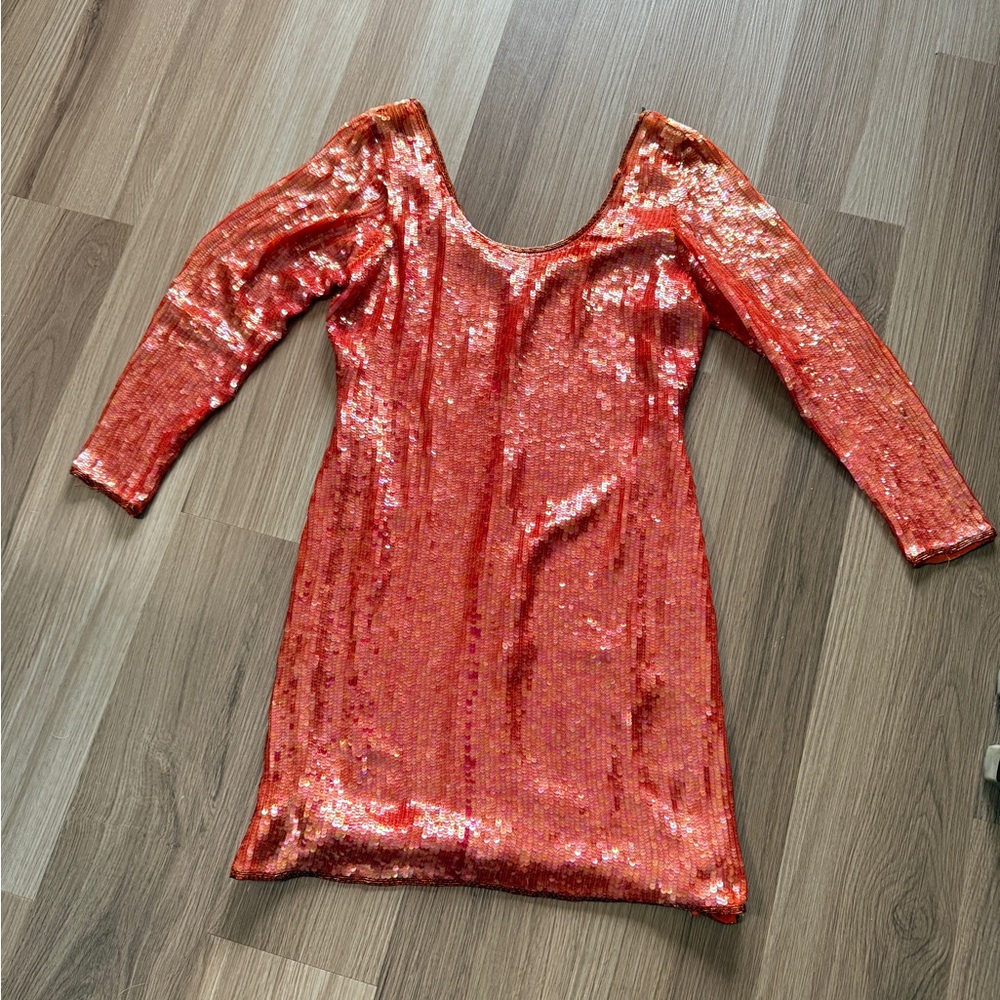 Glamorous Sequin Mini Dress in Vibrant Orange